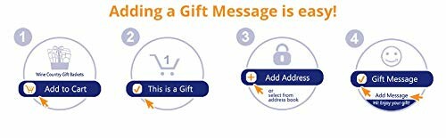 Steps for adding a gift message: add to cart, select gift option, add address, add message.