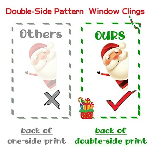 Comparison of one-side print and double-side print with Santa illustrations.