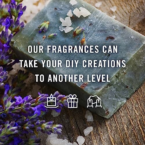 Soap with lavender and text about enhancing DIY creations with fragrances.