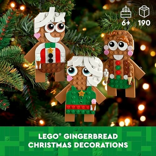 LEGO gingerbread figures as Christmas tree decorations.