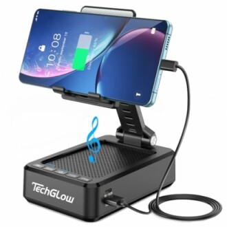 TechGlow Foldable Cellphone Stand with Bluetooth Speaker